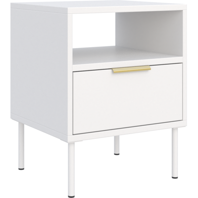 SELSEY Vena – Comodino Con Cassetto E Vano, Bianco, 45 Cm SELSEY Vena – Comodino Con Cassetto E Vano, Bianco, 45 Cm