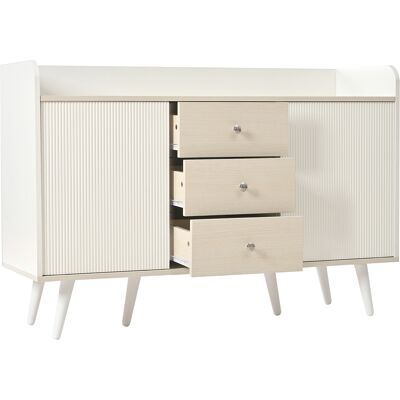 STILVORA Credenza E Madia Con 2 Ante Scorrevoli E 3 Cassetti, Ripiani Regolabili, Stile Moderno, In Mdf, 117,5×39,5×79 Cm, Bianco STILVORA Credenza E Madia Con 2 Ante Scorrevoli E 3 Cassetti, Ripiani Regolabili, Stile Moderno, In Mdf, 117,5×39,5×79 Cm, Bianco