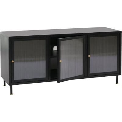 DÉCOSHOP26 Mobile Porta Tv In Stile Industriale Con 2 Ante E 6 Scomparti 58x120x40 Cm In Acciaio Nero E Vetro Testurizzato 040008866 DÉCOSHOP26 Mobile Porta Tv In Stile Industriale Con 2 Ante E 6 Scomparti 58x120x40 Cm In Acciaio Nero E Vetro Testurizzato 040008866
