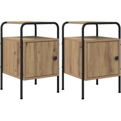 VIDAXL Armadio Da Notte 2 Pz Rovere Artigianale Legno Ingegnerizzato VIDAXL Armadio Da Notte 2 Pz Rovere Artigianale Legno Ingegnerizzato