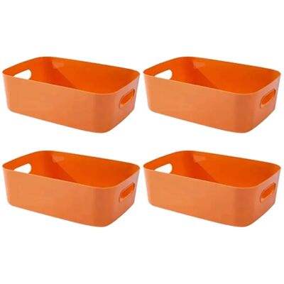 FORTUNEVILLE Cestino Di Plastica, Contenitore Di Stoccaggio Aperto Con Maniglie - Organizzatore Per Cucina, Camera Da Letto, Sotto Il Lavandino, Bagno - 4 Pezzi (arancione) FORTUNEVILLE Cestino Di Plastica, Contenitore Di Stoccaggio Aperto Con Maniglie - Organizzatore Per Cucina, Camera Da Letto, Sotto Il Lavandino, Bagno - 4 Pezzi (arancione)