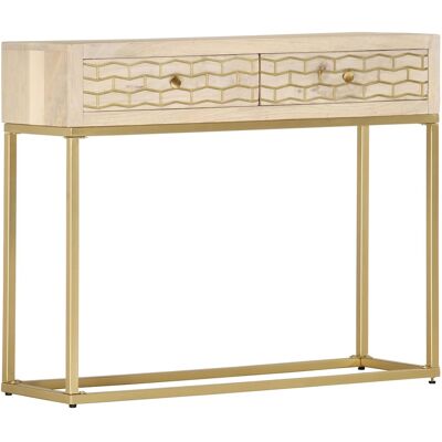 VIDAXL Tavolo Consolle Oro 90x30x75 Cm Legno Massello Di Mango VIDAXL Tavolo Consolle Oro 90x30x75 Cm Legno Massello Di Mango