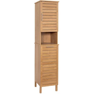 TENDANCE Colonna Portaoggetti In Mdf Con 2 Ante E Cesto Della Biancheria Integrato, Finitura Colonial - TENDANCE Colonna Portaoggetti In Mdf Con 2 Ante E Cesto Della Biancheria Integrato, Finitura Colonial -