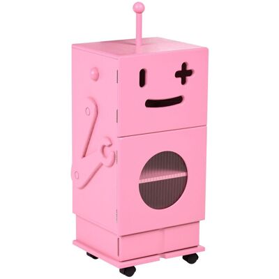 BELIANI Mobile Per Bambini Con Ruote 3 Ripiani 1 Cassetto E Piccola Vetrina Tema Robot Rosa Edgar BELIANI Mobile Per Bambini Con Ruote 3 Ripiani 1 Cassetto E Piccola Vetrina Tema Robot Rosa Edgar