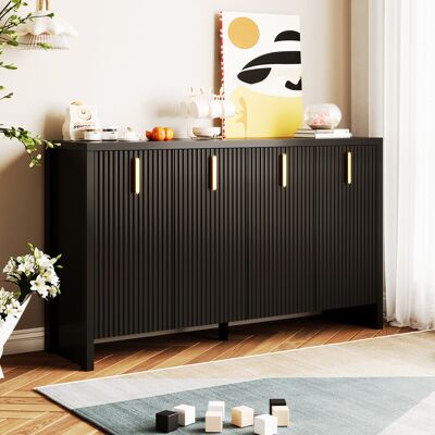 SOLKVUNZA Madia Nera E Oro 140 Cm - Grande Mobile Contenitore Moderno Con 4 Ante Dal Design Artistico E Ripiani Regolabili SOLKVUNZA Madia Nera E Oro 140 Cm - Grande Mobile Contenitore Moderno Con 4 Ante Dal Design Artistico E Ripiani Regolabili