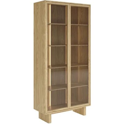 Unique Vetrina 2 Ante Con Led In Mdf E Vetro Temperato Naturale Chiaro - Terlona Unique Vetrina 2 Ante Con Led In Mdf E Vetro Temperato Naturale Chiaro - Terlona