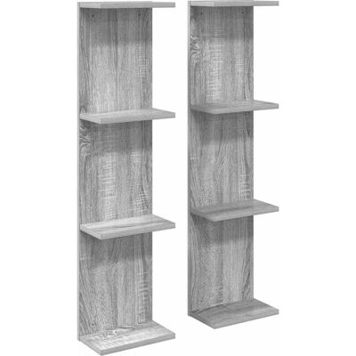 VIDAXL Scaffale Da Parete 2 Pz Sonoma Grigio 25 X 15 X 100 Cm VIDAXL Scaffale Da Parete 2 Pz Sonoma Grigio 25 X 15 X 100 Cm