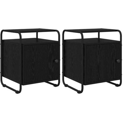 VIDAXL Armadio Da Notte 2 Pz Rovere Nero Legno Ingegnerizzato VIDAXL Armadio Da Notte 2 Pz Rovere Nero Legno Ingegnerizzato