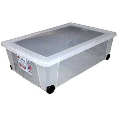 Stefanplast Contenitore Con Ruote - Trasparente - 39x59x18 Cm - Stefanplast Contenitore Con Ruote - Trasparente - 39x59x18 Cm -