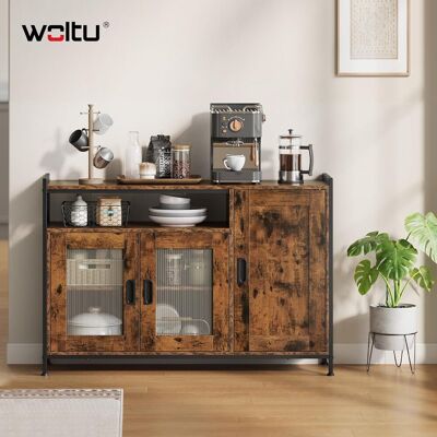 WOLTU Credenza Da Cucina, Mobile Buffet Da Terra Con 3 Ante E 2 Ripiani Regolabile, Per Sala Da Pranzo, Cucina, Salotto, Ingresso, Marrone Rustico WOLTU Credenza Da Cucina, Mobile Buffet Da Terra Con 3 Ante E 2 Ripiani Regolabile, Per Sala Da Pranzo, Cucina, Salotto, Ingresso, Marrone Rustico