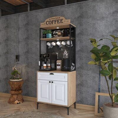 DMORA Credenza Nemoli, Madia Un Cassetto, Un Ripiano, Apertura Battente, Scorrevole, 70x40x186h Cm Bianco Rovere DMORA Credenza Nemoli, Madia Un Cassetto, Un Ripiano, Apertura Battente, Scorrevole, 70x40x186h Cm Bianco Rovere