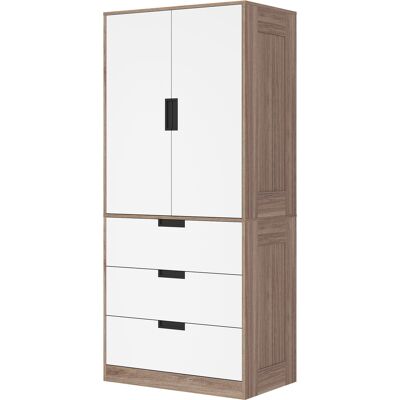 FRIXOVEL Armadio A 2 Ante, Armadio Moderno Con 3 Cassetti E Asta Appendiabiti Per Camera Da Letto, Marrone FRIXOVEL Armadio A 2 Ante, Armadio Moderno Con 3 Cassetti E Asta Appendiabiti Per Camera Da Letto, Marrone