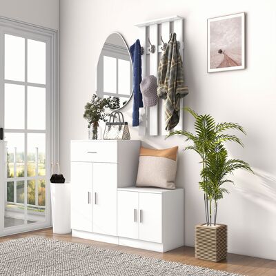 PZCC Scarpiera Con Appendiabiti A Combinazione Per Ingresso E Camera Da Letto Legno 100x32x187cm Bianco PZCC Scarpiera Con Appendiabiti A Combinazione Per Ingresso E Camera Da Letto Legno 100x32x187cm Bianco