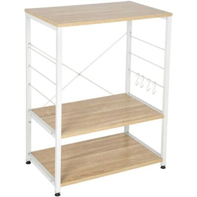 WOLTU Scaffale Per Cucina In Acciaio Legno Carrello Per Microonde Scaffalature Rovere - WOLTU Scaffale Per Cucina In Acciaio Legno Carrello Per Microonde Scaffalature Rovere -