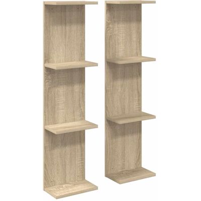 VIDAXL Scaffale Da Parete 2 Pz Rovere Sonoma 22 X 15 X 100 Cm VIDAXL Scaffale Da Parete 2 Pz Rovere Sonoma 22 X 15 X 100 Cm
