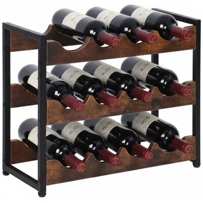 RELAXDAYS Portabottiglie 12 Bottiglie, Stile Industriale, 38×44,5×20 Cm, Da Appoggio, Mdf/metallo RELAXDAYS Portabottiglie 12 Bottiglie, Stile Industriale, 38×44,5×20 Cm, Da Appoggio, Mdf/metallo