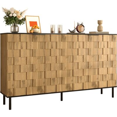 KELLANY Mosaico-sideboard, Armadio A 2 Ante, Armadio Di Stoccaggio In Legno, Pannello Truciolare, Piedi In Metallo, Per Soggiorno E Corridoio KELLANY Mosaico-sideboard, Armadio A 2 Ante, Armadio Di Stoccaggio In Legno, Pannello Truciolare, Piedi In Metallo, Per Soggiorno E Corridoio