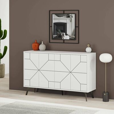 DMORA Credenza Earl, Madia 4 Ripiani, 8 Vani, 4 Ante, 123x35x62h Cm Bianco DMORA Credenza Earl, Madia 4 Ripiani, 8 Vani, 4 Ante, 123x35x62h Cm Bianco