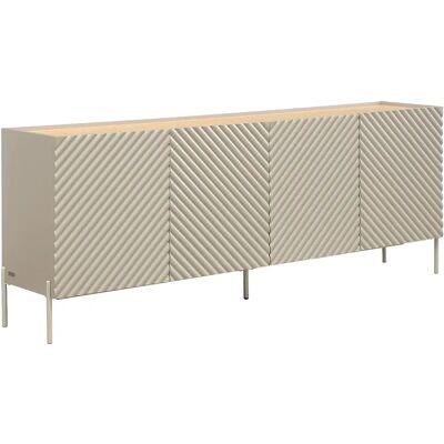 Unique Credenza Con 4 Ante In Mdf Beige E Naturale Chiaro - Tasiba Unique Credenza Con 4 Ante In Mdf Beige E Naturale Chiaro - Tasiba