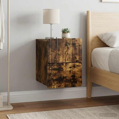 VIDAXL Mobiletto Da Notte A Muro 2 Pz Rovere Fumo 33 X 34,5 X 43 Cm VIDAXL Mobiletto Da Notte A Muro 2 Pz Rovere Fumo 33 X 34,5 X 43 Cm