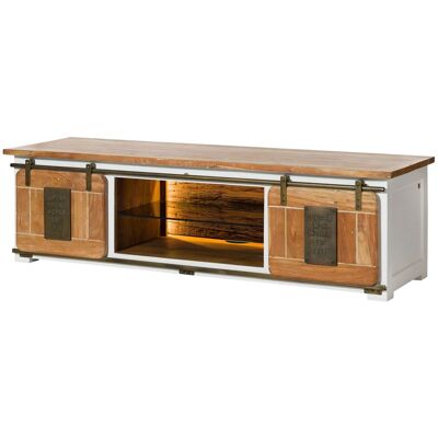 Massivmoebel24 Mobile Tv Mango / Legno Riciclato Bianco Laccato 180x55x50 (bxtxh) Montato Railway Lux 530 Massivmoebel24 Mobile Tv Mango / Legno Riciclato Bianco Laccato 180x55x50 (bxtxh) Montato Railway Lux 530