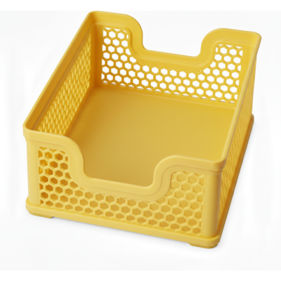 OEM Cesto Organizer Giallo Traforato, Impilabile E Riponibile Su Uno Scaffale All'interno Di Un Armadio. OEM Cesto Organizer Giallo Traforato, Impilabile E Riponibile Su Uno Scaffale All'interno Di Un Armadio.