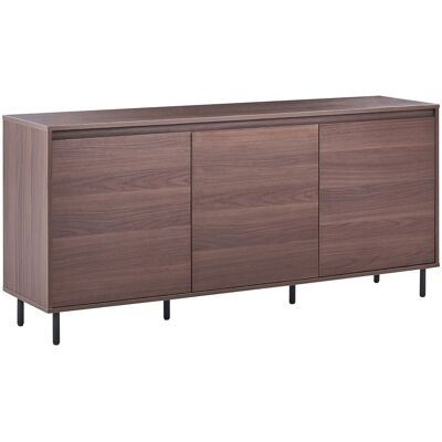 BELIANI Credenza Moderna A 3 Ante Con Gambe In Metallo Nero Mobile Contenitore Marrone Scuro Nikea BELIANI Credenza Moderna A 3 Ante Con Gambe In Metallo Nero Mobile Contenitore Marrone Scuro Nikea