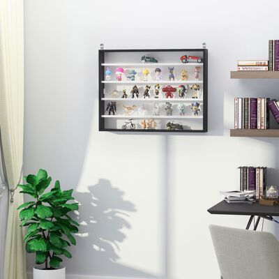 PZCC Vetrina Espositiva Da Parete A 4 Ripiani Regolabili, Vetrinetta Per Collezionismo, Bacheca Espositore A Muro Per Oggetti Da Collezione, In Vetro E Truciolato, 80x9.5x60 Cm, Nero E Bianco PZCC Vetrina Espositiva Da Parete A 4 Ripiani Regolabili, Vetrinetta Per Collezionismo, Bacheca Espositore A Muro Per Oggetti Da Collezione, In Vetro E Truciolato, 80x9.5x60 Cm, Nero E Bianco