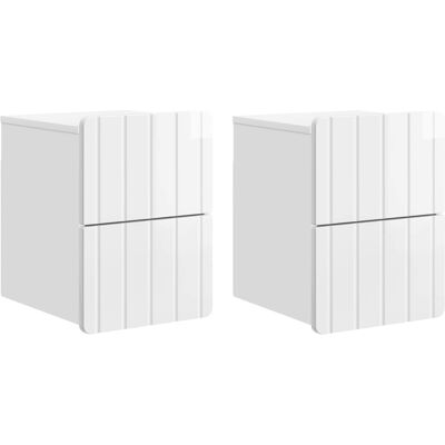 VIDAXL Mobiletto Da Notte A Muro 2 Pz Bianco Lucido 33 X 34,5 X 43 Cm VIDAXL Mobiletto Da Notte A Muro 2 Pz Bianco Lucido 33 X 34,5 X 43 Cm