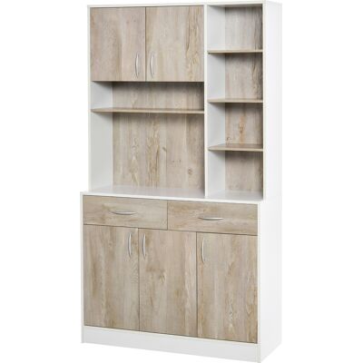 HOMCOM Mobile Buffet Dispensa Cucina, Ante Cassetti Vani Aperti, Bianco E Legno - HOMCOM Mobile Buffet Dispensa Cucina, Ante Cassetti Vani Aperti, Bianco E Legno -