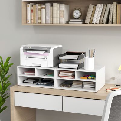 PZCC Organizzatore Da Scrivania Bianco Con 3 Scomparti, Per Accessori E Supporto Per Stampante, 47 X 40 X 22,5 Cm PZCC Organizzatore Da Scrivania Bianco Con 3 Scomparti, Per Accessori E Supporto Per Stampante, 47 X 40 X 22,5 Cm