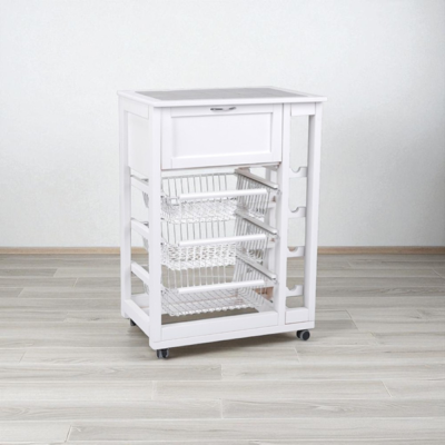 LIBEROSHOPPING - Lusso - Bianco - Faggio - Carrello da cucina LIBEROSHOPPING - Lusso - Bianco - Faggio - Carrello da cucina