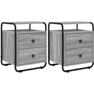 VIDAXL Armadio Da Notte 2 Pz Sonoma Grigio Legno Ingegnerizzato VIDAXL Armadio Da Notte 2 Pz Sonoma Grigio Legno Ingegnerizzato
