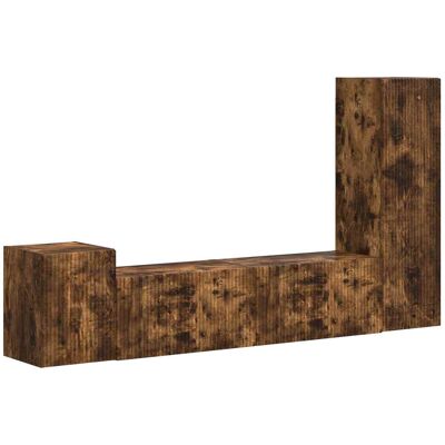 VIDAXL Set Mobile Tv 4 Pz Rovere Fumé Legno Ingegnerizzato VIDAXL Set Mobile Tv 4 Pz Rovere Fumé Legno Ingegnerizzato