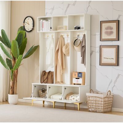 OKMYHOME Mobile Contenitore Ingresso 120x1915 Panca Ganci Oro OKMYHOME Mobile Contenitore Ingresso 120x1915 Panca Ganci Oro