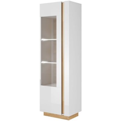 3XE LIVING Vetrina Alta, Bianco + Bianco Lucido + Rovere Grandson, 60 X 193,5 X 40 Cm 3XE LIVING Vetrina Alta, Bianco + Bianco Lucido + Rovere Grandson, 60 X 193,5 X 40 Cm