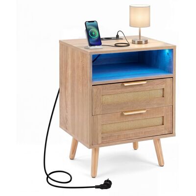 COSTWAY Comodino Camera Letto Tavolino Laterale Cassetto Scomparto Ripiano Stazione Ricarica Prese Luci Led Regolabile Moderno Salvaspazio Design Basso Piccol COSTWAY Comodino Camera Letto Tavolino Laterale Cassetto Scomparto Ripiano Stazione Ricarica Prese Luci Led Regolabile Moderno Salvaspazio Design Basso Piccol