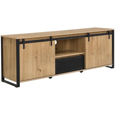 Unique Mobile Tv 2 Ante Scorrevoli, 1 Cassetto E 1 Vano In Mdf E Metallo Nero - Naturale - Belinaro Unique Mobile Tv 2 Ante Scorrevoli, 1 Cassetto E 1 Vano In Mdf E Metallo Nero - Naturale - Belinaro