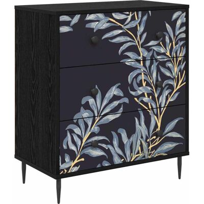 VIDAXL Cassettiera Dokkum Stampa Blu Di Felce 66 X 36,5 X 76 Cm VIDAXL Cassettiera Dokkum Stampa Blu Di Felce 66 X 36,5 X 76 Cm