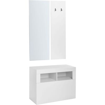 BELIANI Set Per Ingresso: Portaoggetti Con Scarpiera Specchio E Ganci Appendiabiti Bianco Bathurst BELIANI Set Per Ingresso: Portaoggetti Con Scarpiera Specchio E Ganci Appendiabiti Bianco Bathurst