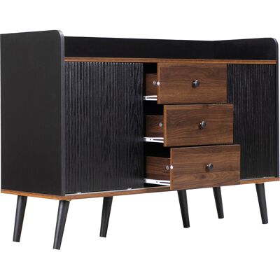 STILVORA Credenza E Madia Con 2 Ante Scorrevoli, 3 Cassetti, Ripiani Regolabili, Stile Moderno, In Pannelli Di Particelle, 117,5×40×80 Cm, Nero STILVORA Credenza E Madia Con 2 Ante Scorrevoli, 3 Cassetti, Ripiani Regolabili, Stile Moderno, In Pannelli Di Particelle, 117,5×40×80 Cm, Nero