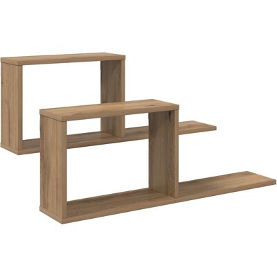 VIDAXL Scaffali Flottanti 2 Pz Rovere Artigianale 80 X 15 X 30 Cm VIDAXL Scaffali Flottanti 2 Pz Rovere Artigianale 80 X 15 X 30 Cm