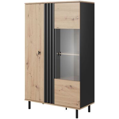 3XE LIVING Vetrina, Rovere Craft + Antracite Nero, 90,1 X 148,8 X 40 Cm 3XE LIVING Vetrina, Rovere Craft + Antracite Nero, 90,1 X 148,8 X 40 Cm