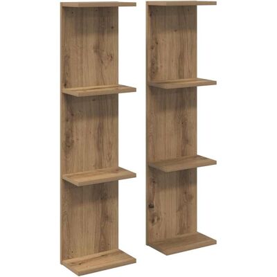 VIDAXL Scaffale Da Parete 2 Pz Rovere Artigianale 22 X 15 X 100 Cm VIDAXL Scaffale Da Parete 2 Pz Rovere Artigianale 22 X 15 X 100 Cm