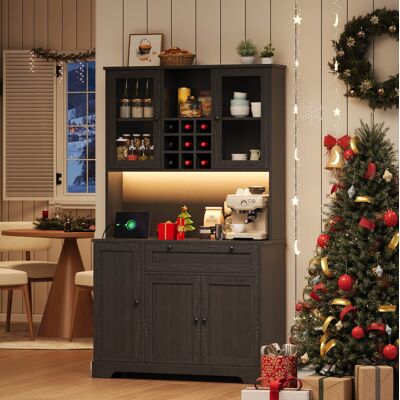 OKMYHOME Mobile Cucina Con Led E Presa Mdf 180x105x40 Cm OKMYHOME Mobile Cucina Con Led E Presa Mdf 180x105x40 Cm