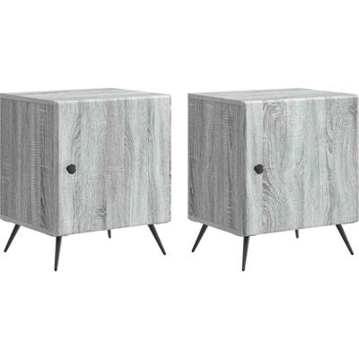 VIDAXL Armadio Da Notte 2 Pz Grigio Sonoma 43 X 34,5 X 50 Cm VIDAXL Armadio Da Notte 2 Pz Grigio Sonoma 43 X 34,5 X 50 Cm