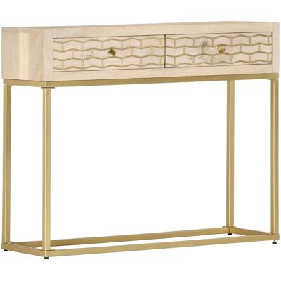 VIDAXL Tavolo Consolle Oro 90x30x75 Cm Legno Massello Di Mango VIDAXL Tavolo Consolle Oro 90x30x75 Cm Legno Massello Di Mango