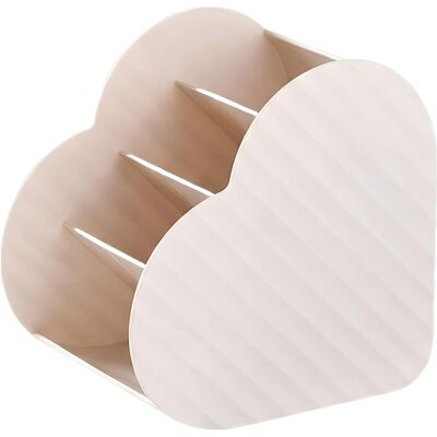 OEM Organizzatore Cosmetico A Forma Di Cuore Con Quattro Scomparti, Supporto Da Tavolo A Più Livelli, Bianco, Design Aperto. OEM Organizzatore Cosmetico A Forma Di Cuore Con Quattro Scomparti, Supporto Da Tavolo A Più Livelli, Bianco, Design Aperto.