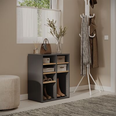 Vicco Scarpiera Lysander, Antracite/rovere Dorato, 53 X 65.5 Cm Con 7 Scomparti Aperti, Vicco Scarpiera Lysander, Antracite/rovere Dorato, 53 X 65.5 Cm Con 7 Scomparti Aperti,