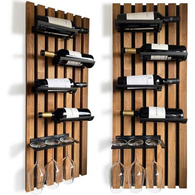 OEM Portabottiglie E Portabicchieri In Rovere Lamele 98x40cm OEM Portabottiglie E Portabicchieri In Rovere Lamele 98x40cm